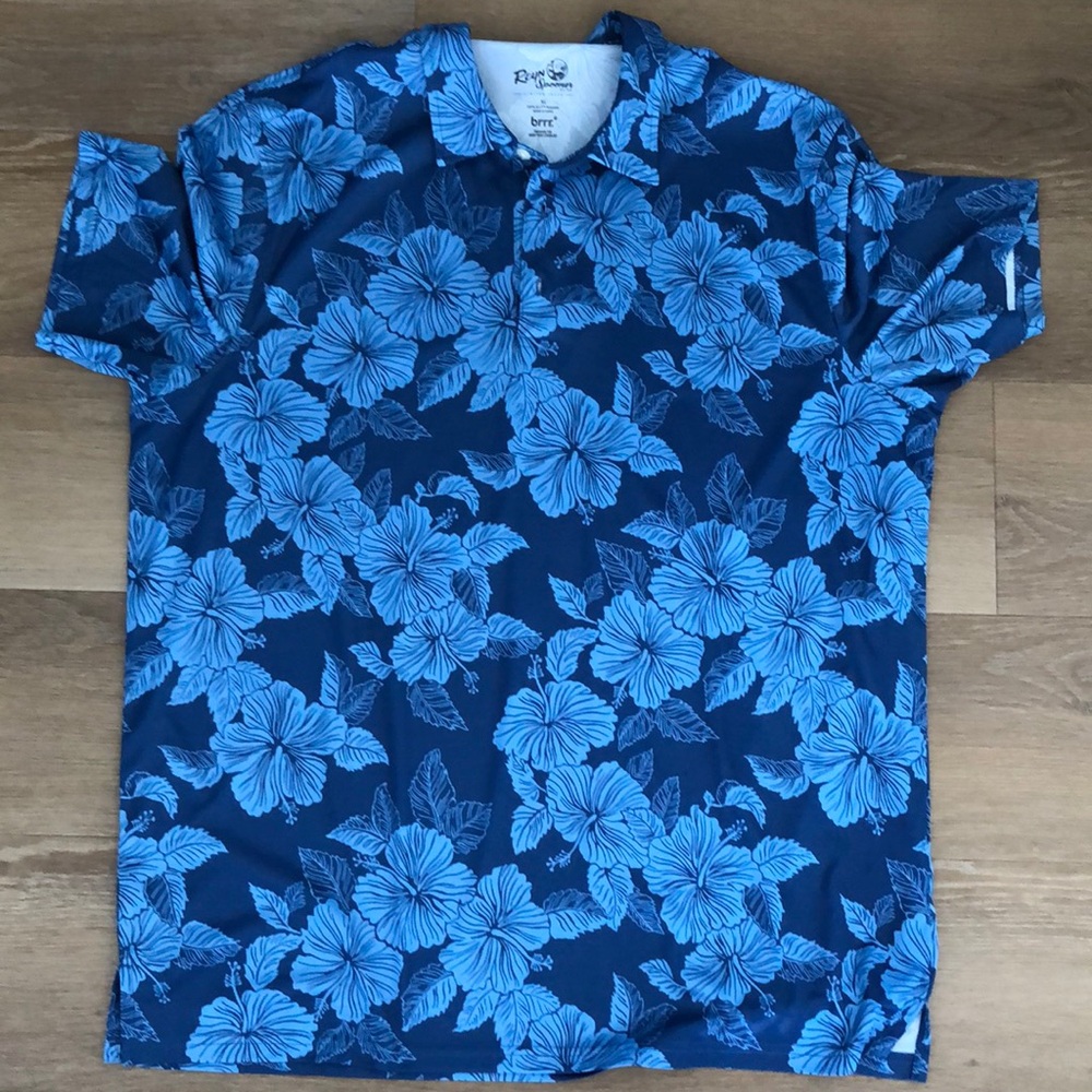 Blue Hibiscus Reyn Spooner dry fit aloha shirt